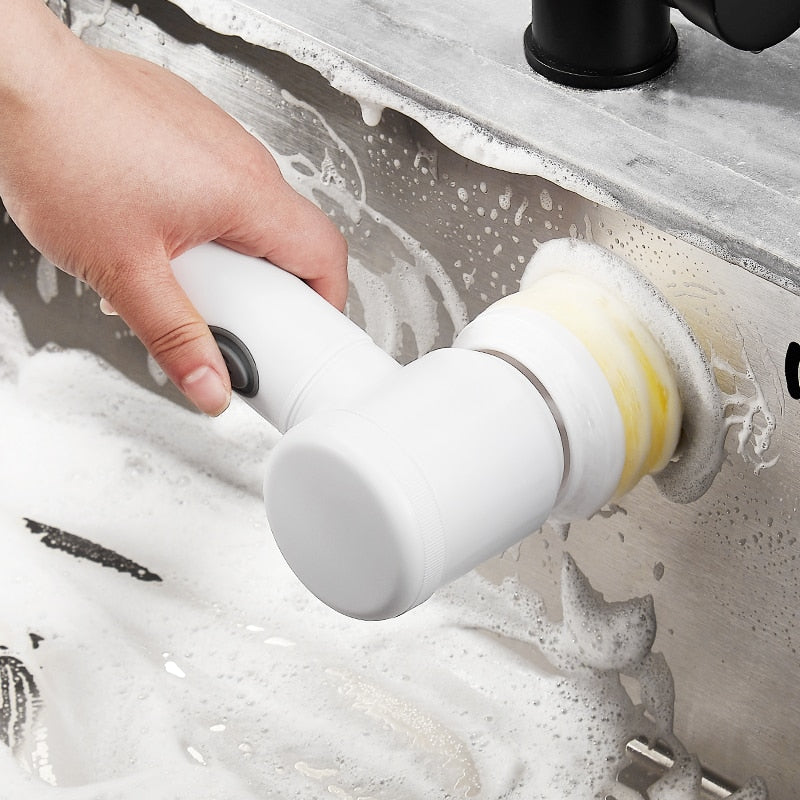 Handheld Bathtub Brush Kitchen Bathroom Sink Cleaner 3 Brushs Head Efficient Cleaning Toilet Tub Electric Turbo Scrub Tool Set