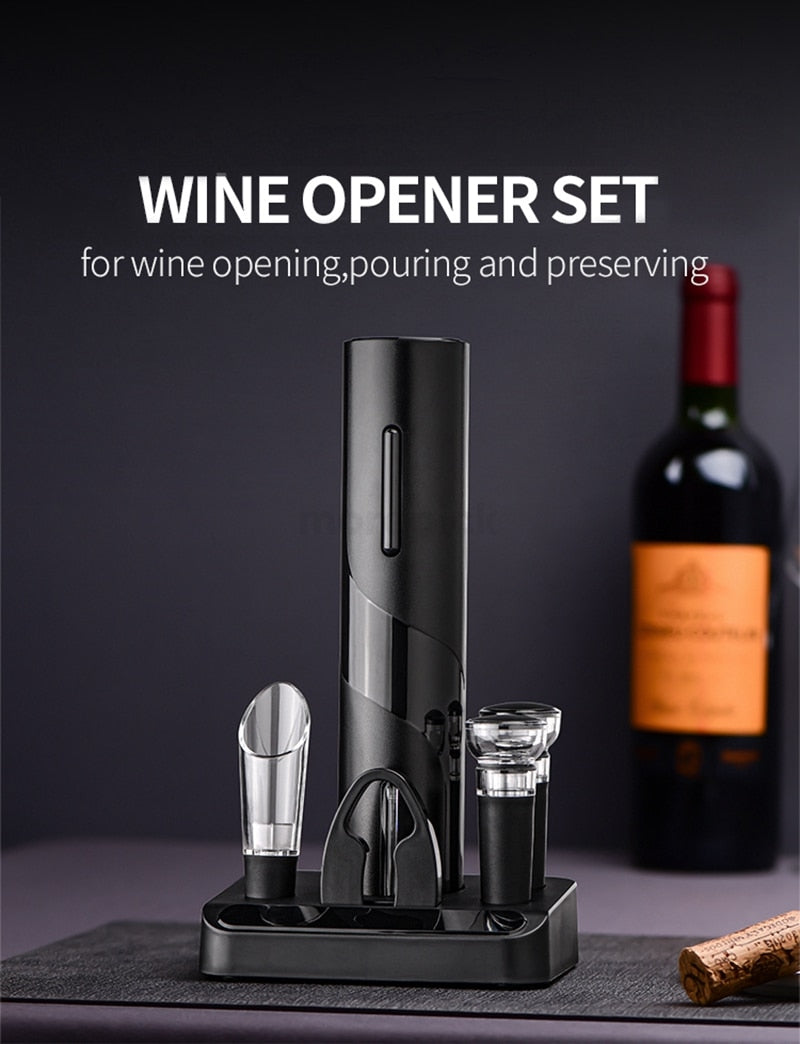 Electric Wine Corkscrew Rechargeable Automatic Bottle Opener Electric Red Wine Opener Kit Foil Cutter Kitchen Accessories